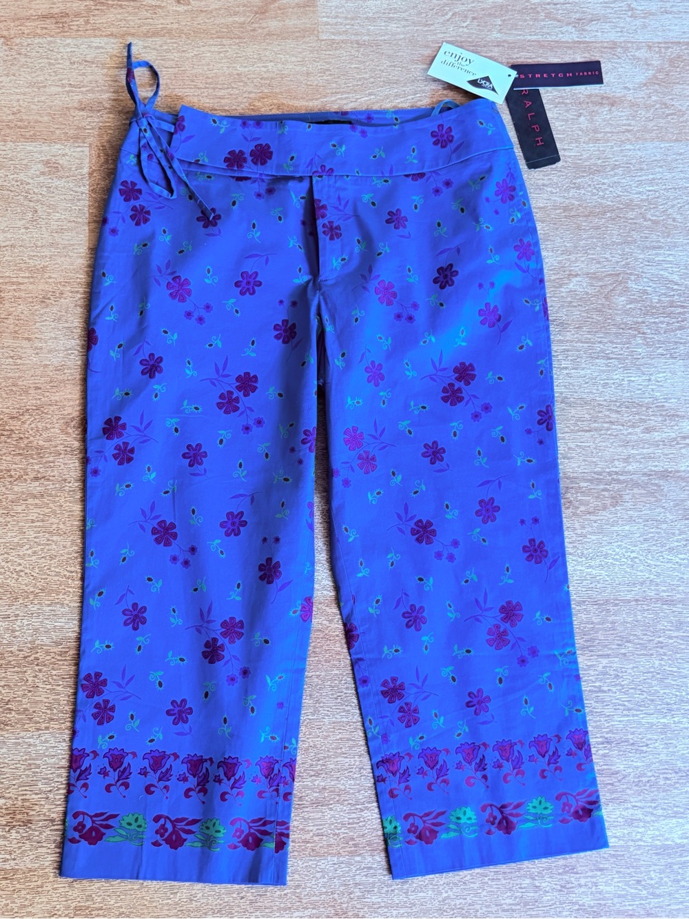 Ralph Lauren turquoise Blue-Purple Floral Cropped Pants